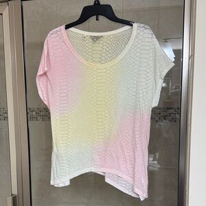 Guess Pink and Yellow Gradient Short Sleeve Top